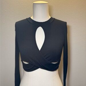 Black Cut-Out Long Sleeve Top